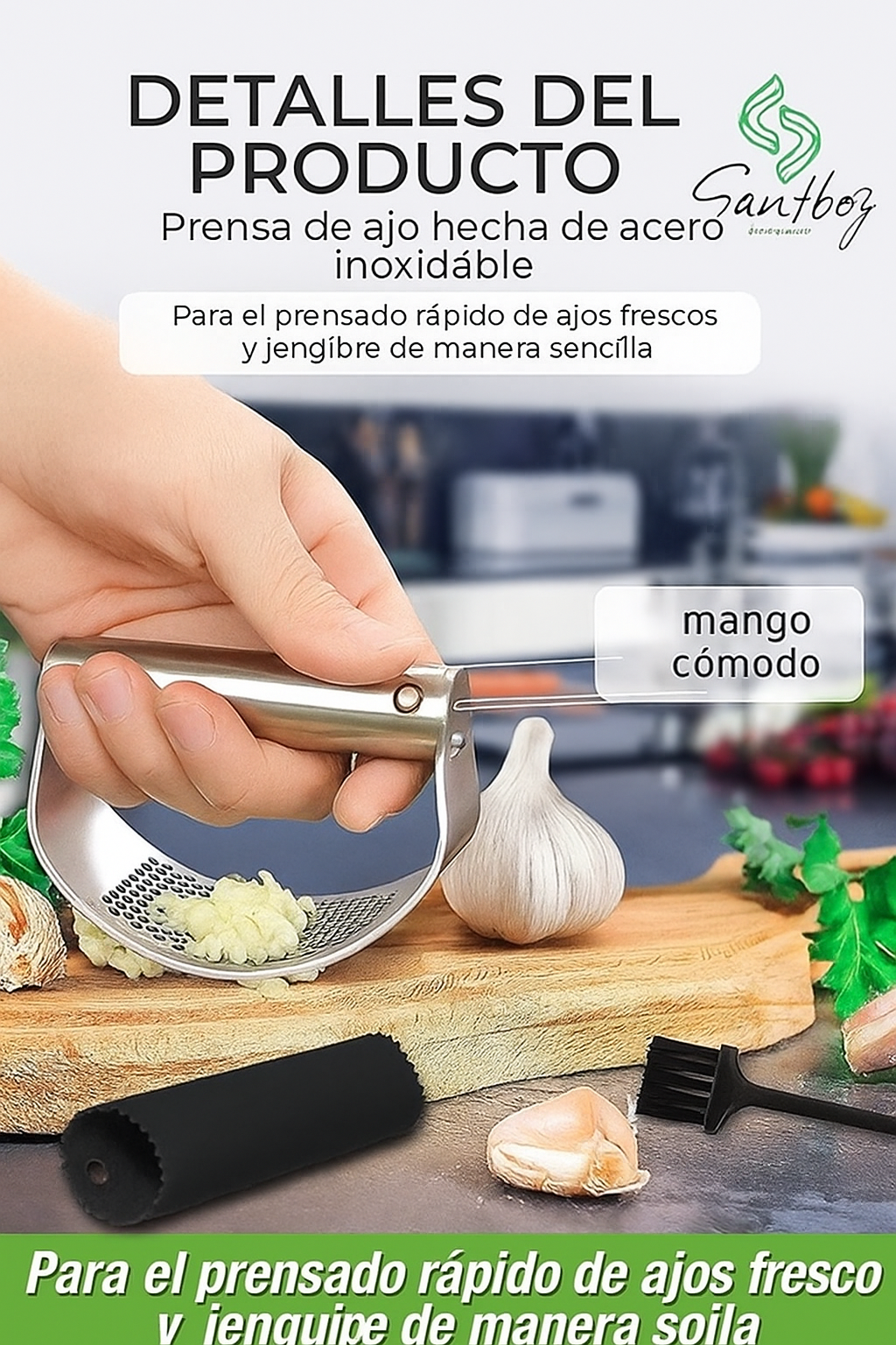Prensa de Ajo Profesional 3 en 1 Tekora™